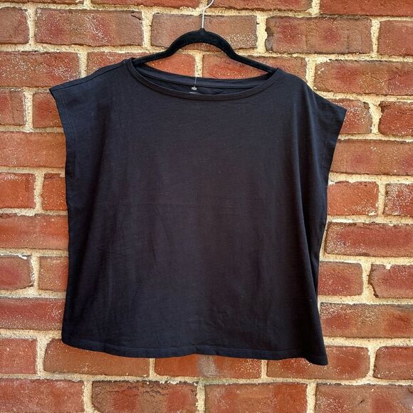 Eileen Fisher Bateau Neck Boxy Top black Women's XXS NWOT - Picture 1 of 9